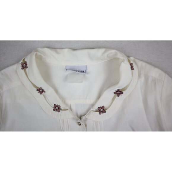 JANTZEN - WOMEN'S IVORY LONG SLEEVE BUTTON-UP BLOUSE - SIZE XL - FLAWS - Picture 5 of 14